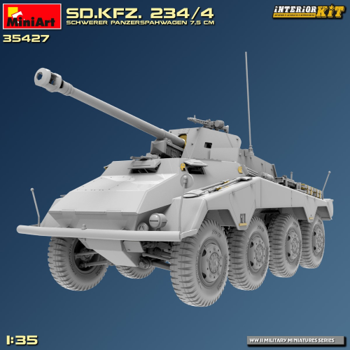 SD.KFZ.234/4 SCHWERER PANZERSPAHWAGEN 7,5 cm KIT 1:35 Miniart Kit Mezzi Militari Modellino