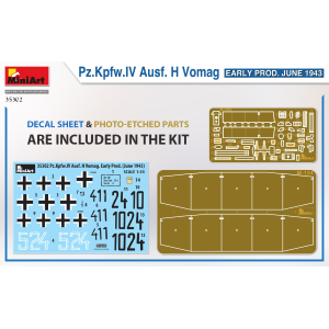 PZ.Kpfw.IV Ausf.H VOMAG EARLY PROD..(JUNE 1943) KIT 1:35 Miniart Kit Mezzi Militari Modellino