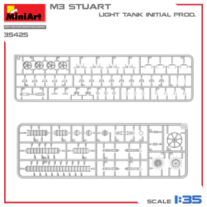 M3 STUART LIGHT TANK INITIAL PROD. KIT 1:35 Miniart Kit Mezzi Militari Modellino