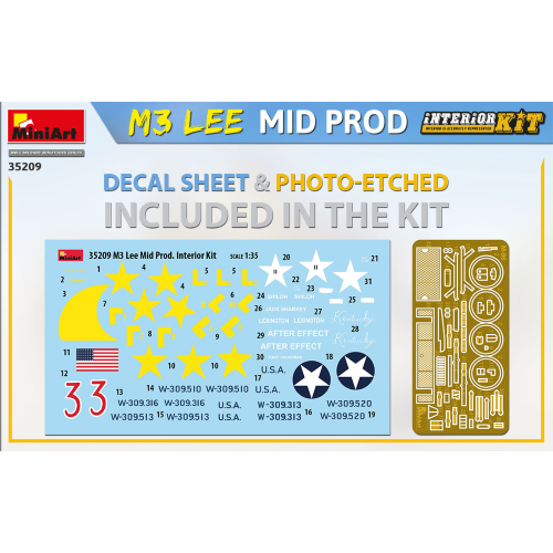 M3 LEE MID PROD.INTERIOR KIT KIT 1:35 Miniart Kit Mezzi Militari Modellino