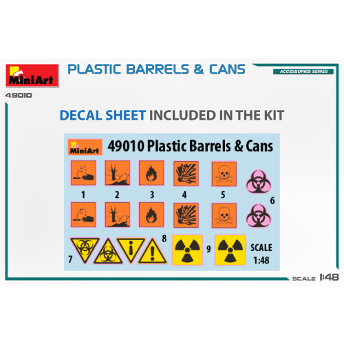 PLASTIC BARRELS & CANS KIT 1:48 Miniart Kit Diorami Modellino