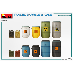 PLASTIC BARRELS & CANS KIT 1:48 Miniart Kit Diorami Modellino