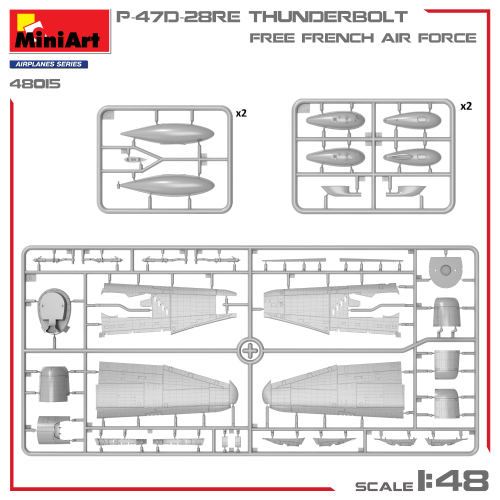 P-47D-28RE THUNDERBOLT FREE FRENCH AIR FORCE BASIC KIT 1:48 Miniart Kit Aerei Modellino