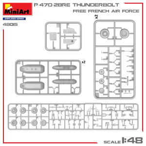 P-47D-28RE THUNDERBOLT FREE FRENCH AIR FORCE BASIC KIT 1:48 Miniart Kit Aerei Modellino