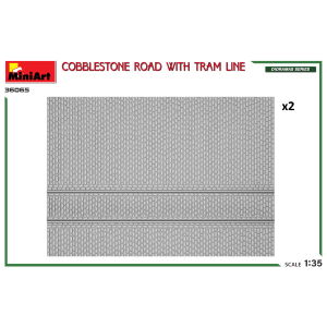 COBBLESTONE ROAD W/TRAM LINE KIT 1:35 Miniart Kit Diorami Modellino