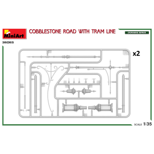 COBBLESTONE ROAD W/TRAM LINE KIT 1:35 Miniart Kit Diorami Modellino