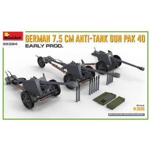 GERMAN 7,5 cm ANTI-TANK GUN PAK 40 KIT 1:35 Miniart Kit Mezzi Militari Modellino