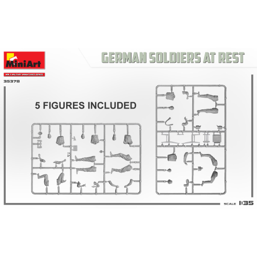 GERMAN SOLDIERS AT REST KIT 1:35 Miniart Kit Figure Militari Modellino