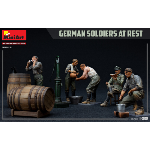 GERMAN SOLDIERS AT REST KIT 1:35 Miniart Kit Figure Militari Modellino
