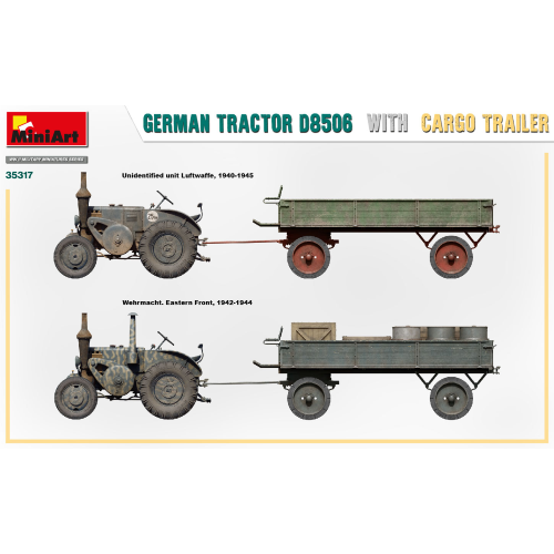 GERMAN TRACTOR D8506 WITH CARGO TRAILER KIT 1:35 Miniart Kit Mezzi Militari Modellino