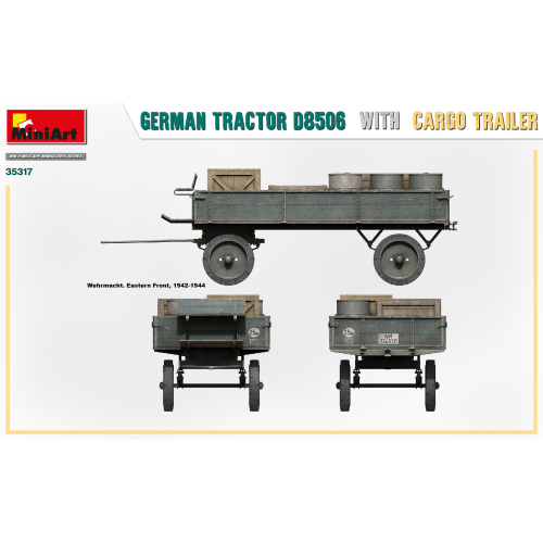 GERMAN TRACTOR D8506 WITH CARGO TRAILER KIT 1:35 Miniart Kit Mezzi Militari Modellino