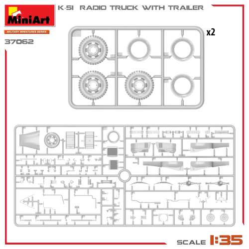 K-51 RADIO TRUCK WITH TRAILER KIT 1:35 Miniart Kit Mezzi Militari Modellino