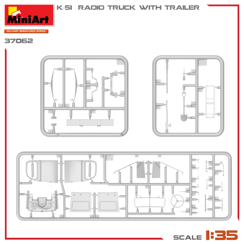 K-51 RADIO TRUCK WITH TRAILER KIT 1:35 Miniart Kit Mezzi Militari Modellino
