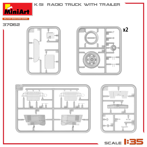 K-51 RADIO TRUCK WITH TRAILER KIT 1:35 Miniart Kit Mezzi Militari Modellino