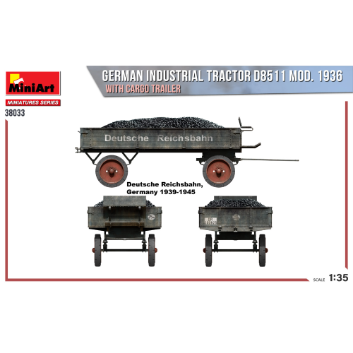 GERMAN INDUSTRIAL TRACTOR D8511 MOD.1936 W/CARGO TRAILER KIT 1:35 Miniart Kit Mezzi Militari Modellino