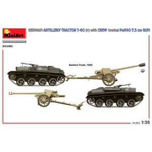 GERMAN ARTILLERY TRACTOR T-60 (r) W/PAK40 GUN & CREW KIT 1:35 Miniart Kit Mezzi Militari Modellino
