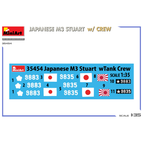 JAPANESE M3 STUART W/CREW KIT 1:35 Miniart Kit Mezzi Militari Modellino