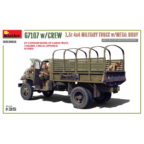 G7107 W/CREW 1,5 t 4x4 CARGO TRUCK WITH METAL BODY KIT 1:35 Miniart Kit Mezzi Militari Modellino
