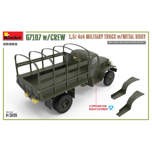 G7107 W/CREW 1,5 t 4x4 CARGO TRUCK WITH METAL BODY KIT 1:35 Miniart Kit Mezzi Militari Modellino