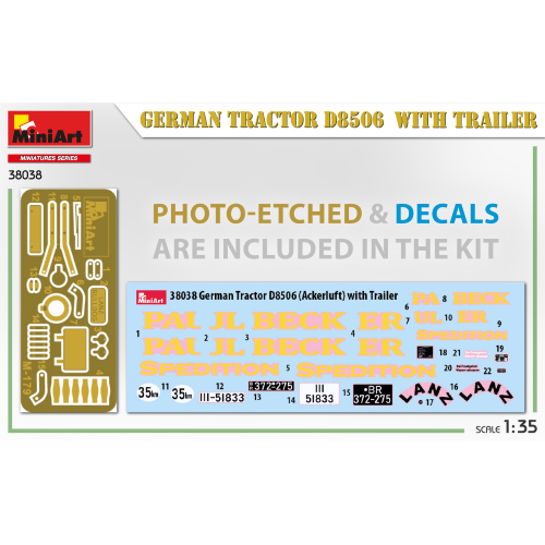 GERMAN TRACTOR D8506 WITH TRAILER KIT 1:35 Miniart Kit Mezzi Militari Modellino