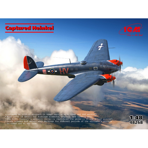 CAPTURED HEINKEL KIT 1:48 ICM Kit Aerei Modellino