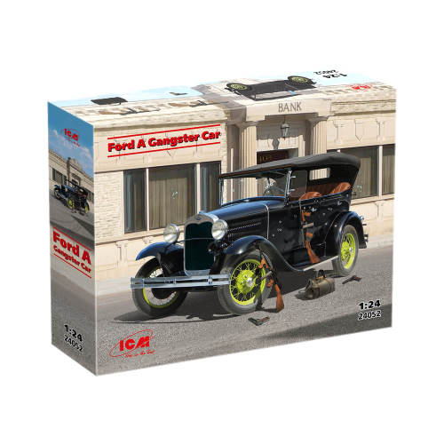 FORD MODEL A GANGSTER CAR W/GUNS KIT 1:24 ICM Kit Auto Modellino
