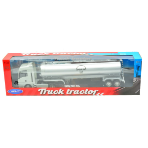 MAN TGX XXL TRACTOR CREAM WITH SILVER OIL TANKER 1:32 Welly Camion Modellino