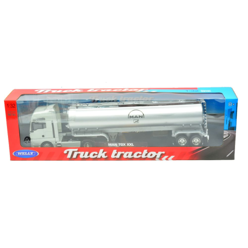 MAN TGX XXL TRACTOR CREAM WITH SILVER OIL TANKER 1:32 Welly Camion Modellino