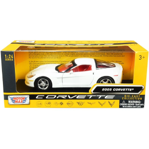 CHEVROLET CORVETTE C6 COUPE' 2005 WHITE 1:24 MotorMax Auto Stradali Modellino