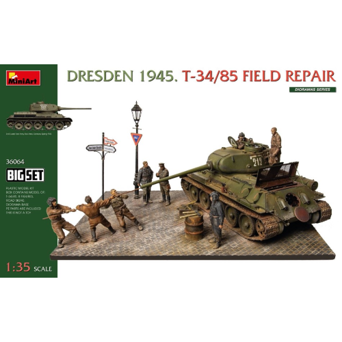 DRESDEN 1945 T-34/85 FIELD REPAIR KIT 1:35 Miniart Kit Mezzi Militari Modellino
