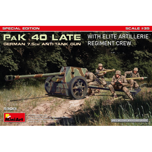 GERMAN 7,5 CM PAK 40 LATE W/ELITE ARTILLERIE REGIMENT CREW SPEC KIT 1:35 Miniart Kit Mezzi Militari Modellino