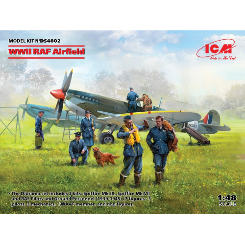 WWII RAF AIRFIELD SPITFIRE MK.IX - MK.VII KIT 1:48 ICM Kit Figure Militari Modellino
