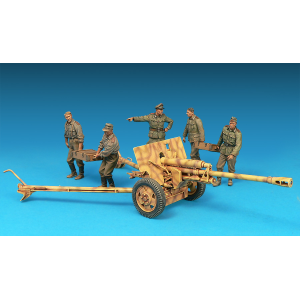 GERMAN 7,62 cm GUN FK288 WITH CREW KIT 1:35 Miniart Kit Figure Militari Modellino