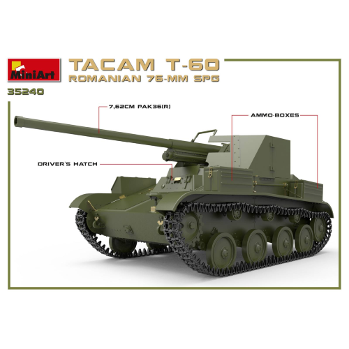 ROMANIAN 76 mm SPG TACAM T-60 INTERIOR KIT 1:35 Miniart Kit Mezzi Militari Modellino