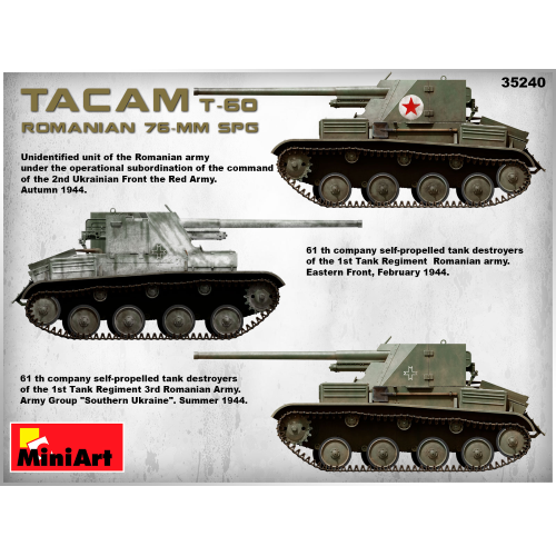 ROMANIAN 76 mm SPG TACAM T-60 INTERIOR KIT 1:35 Miniart Kit Mezzi Militari Modellino