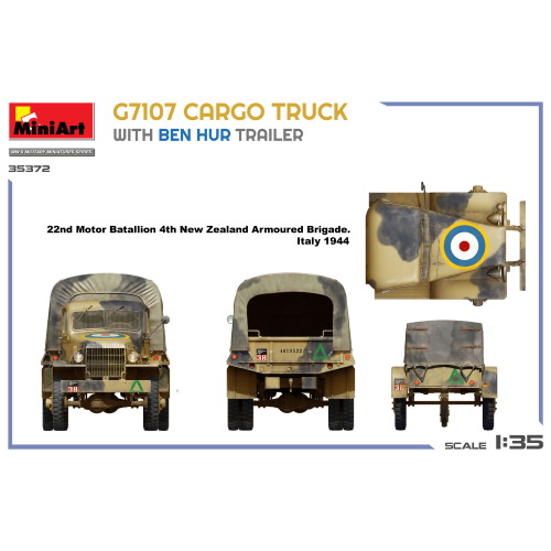 G7107 CARGO TRUCK WITH BEN HUR TRAILER KIT 1:35 Miniart Kit Mezzi Militari Modellino
