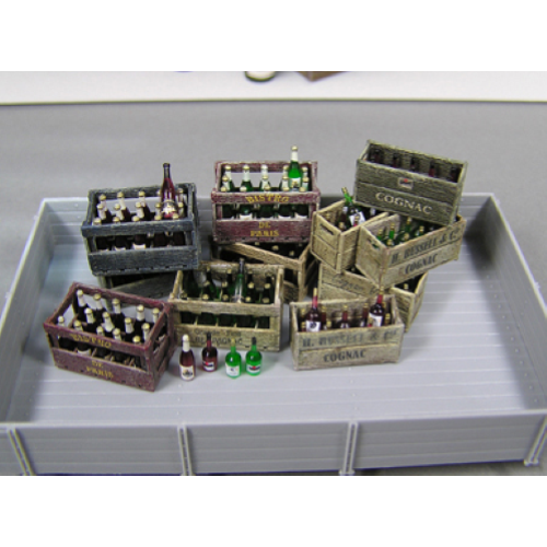 CHAMPAGNE & COGNAC BOTTLES WITH CRATES KIT 1:35 Miniart Kit Art.Vari Modellino