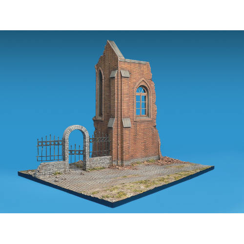 DIORAMA WITH RUINED CHURCH KIT 1:35 Miniart Kit Diorami Modellino