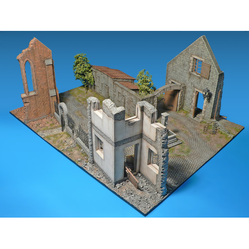 DIORAMA WITH RUINED CHURCH KIT 1:35 Miniart Kit Diorami Modellino