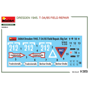 DRESDEN 1945 T-34/85 FIELD REPAIR KIT 1:35 Miniart Kit Mezzi Militari Modellino