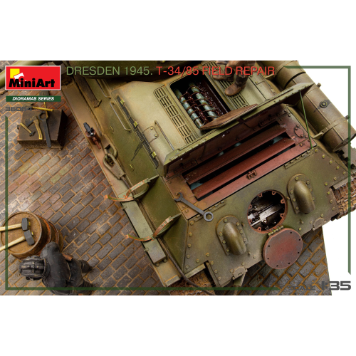 DRESDEN 1945 T-34/85 FIELD REPAIR KIT 1:35 Miniart Kit Mezzi Militari Modellino