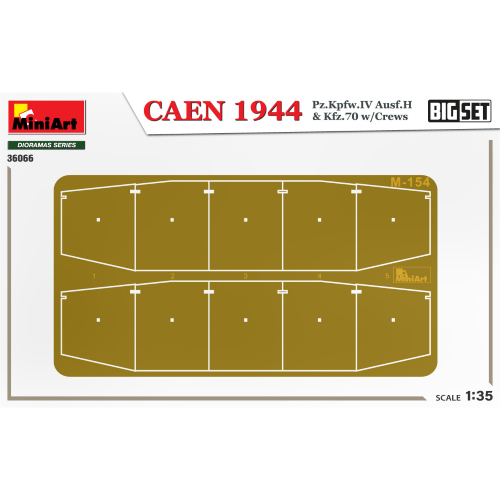 CAEN 1944: PZ.KPFW.IV AUSF.H & KFZ.70 W/CREWS.BIG SET KIT 1:35 Miniart Kit Mezzi Militari Modellino
