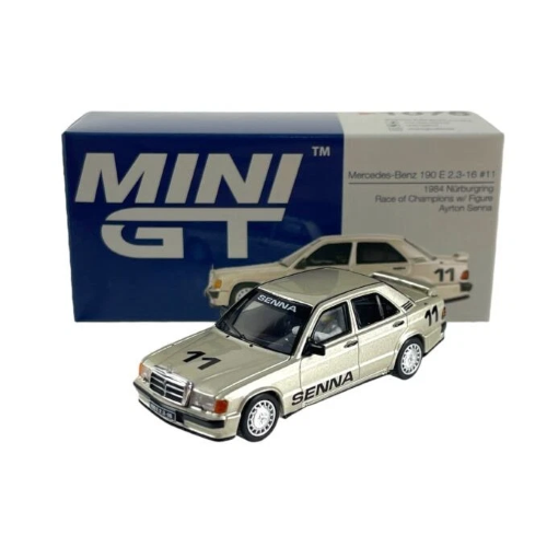MERCEDES 190E 2.3-16 #11 AYRTON SENNA+FIGURE RACE OF CHAMP.1984 1:64 Mini GT Auto Competizione Modellino