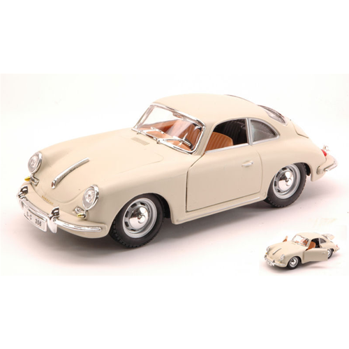 PORSCHE 356 B COUPE' 1961 WHITE-CREAM 1:24 Burago Auto Stradali Modellino