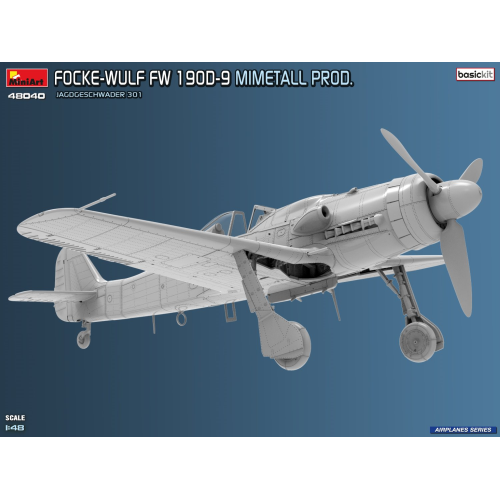 FOCKE-WULF FW 190D-9 MIMETALL PROD.BASIC KIT JAGDGESCHWADER 301 KIT 1:48 Miniart Kit Aerei Modellino