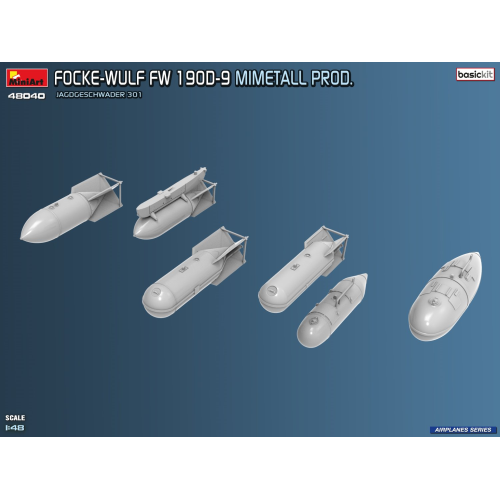 FOCKE-WULF FW 190D-9 MIMETALL PROD.BASIC KIT JAGDGESCHWADER 301 KIT 1:48 Miniart Kit Aerei Modellino