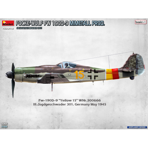 FOCKE-WULF FW 190D-9 MIMETALL PROD.BASIC KIT JAGDGESCHWADER 301 KIT 1:48 Miniart Kit Aerei Modellino