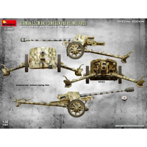 GERMAN 7,5 CM ANTI TANK GUN PAK 40 MID PROD.W/ARTILLERY CREW KIT 1:35 Miniart Kit Mezzi Militari Modellino