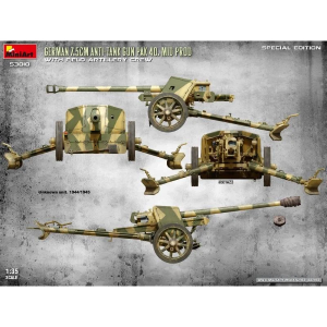 GERMAN 7,5 CM ANTI TANK GUN PAK 40 MID PROD.W/ARTILLERY CREW KIT 1:35 Miniart Kit Mezzi Militari Modellino