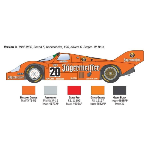 PORSCHE 956 JAGERMEISTER KIT 1:24 Italeri Kit Auto Modellino